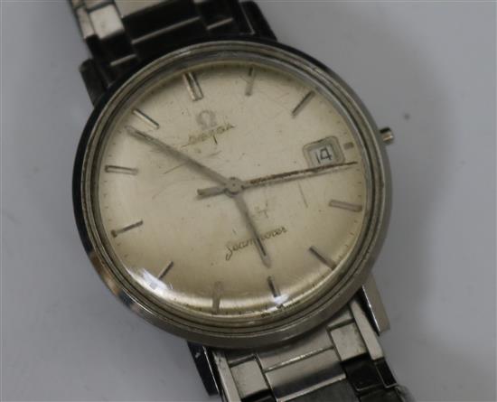 A gentlemans steel Omega Seamaster wrist watch